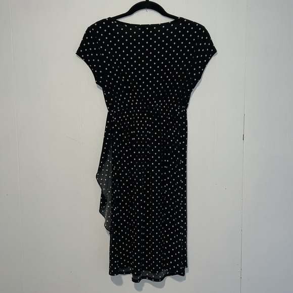 Love Rocks Asymmetrical Short Sleeve V-neck Polka Dot Dress Knee Length W5* - Picture 2 of 4